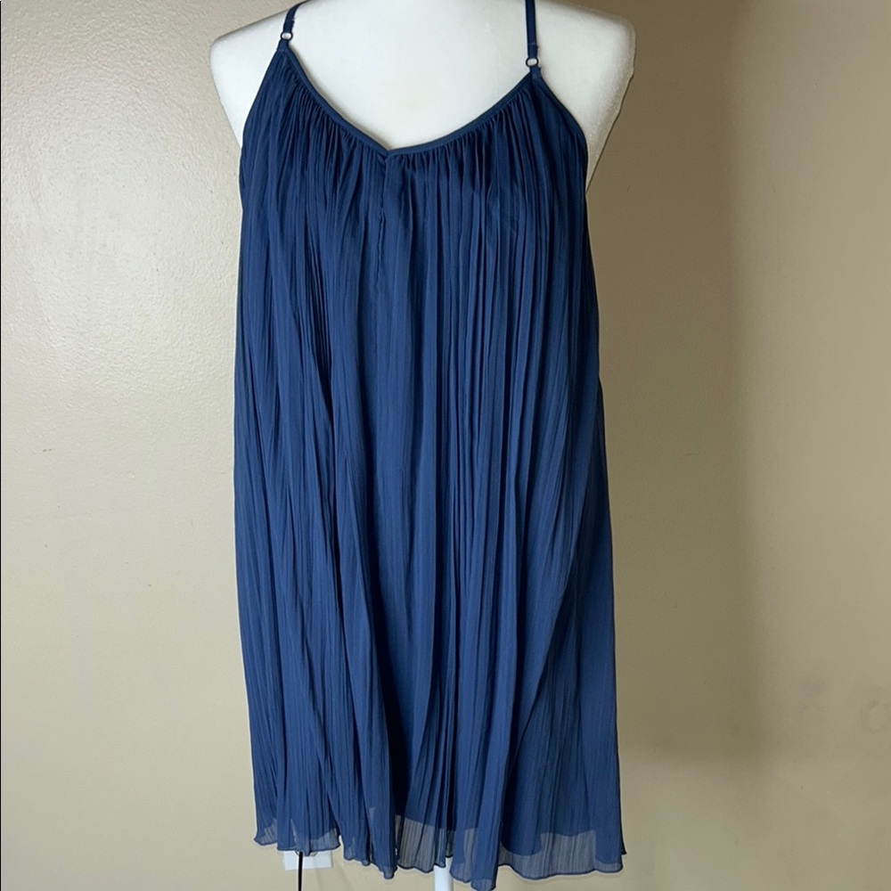 Abercrombie & Fitch Navy Pleated Spaghetti Strap Mini Dress